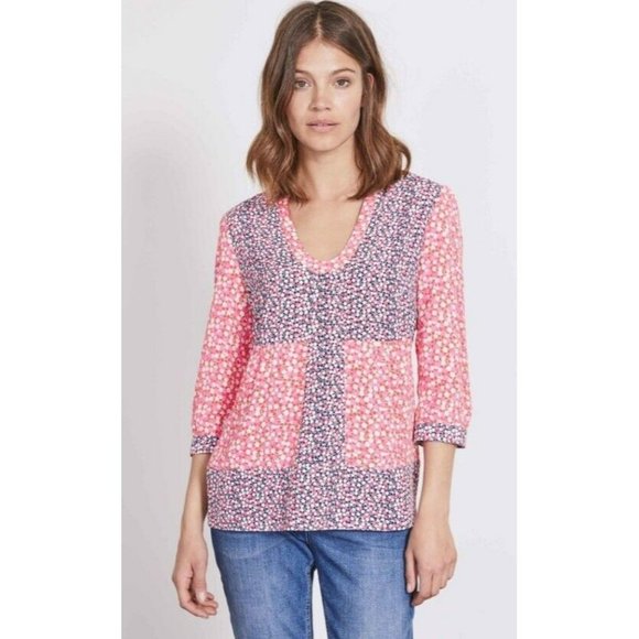 Boden Women's Boho Chic Pink Blue White Mollie Blouse Size US 4 EUC - Picture 1 of 9